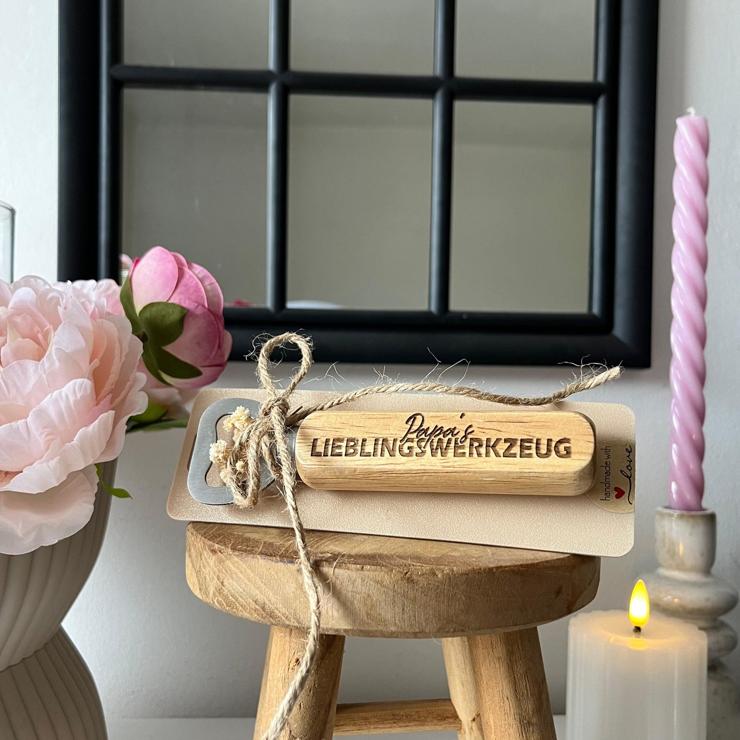 Flaschenöffner Holz "Papa´s Lieblingswerkzeug"