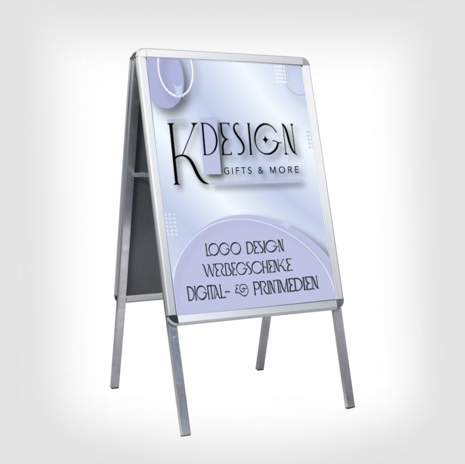 Kundenstopper DIN A1, 25mm Rahmen, Gehrungsecken, mit Plakaten inkl. 2x Poster