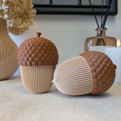 3D-gedruckter Deko-Eichel Beige Braun geriffelte Oberfläche – Herbstdeko von K Design