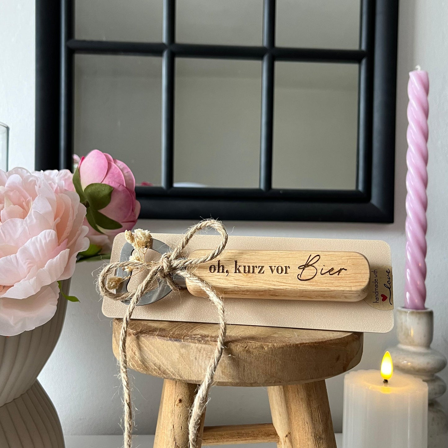 Flaschenöffner Holz "Oh, kurz vor Bier"