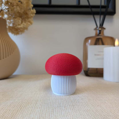3D-gedruckter Deko-Pilz in Rot Weis mit samtiger Oberfläche – Herbstdeko von K Design