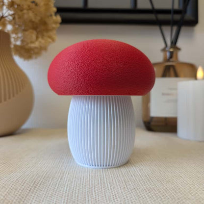 3D-gedruckter Deko-Pilz in Rot Weis mit samtiger Oberfläche – Herbstdeko von K Design