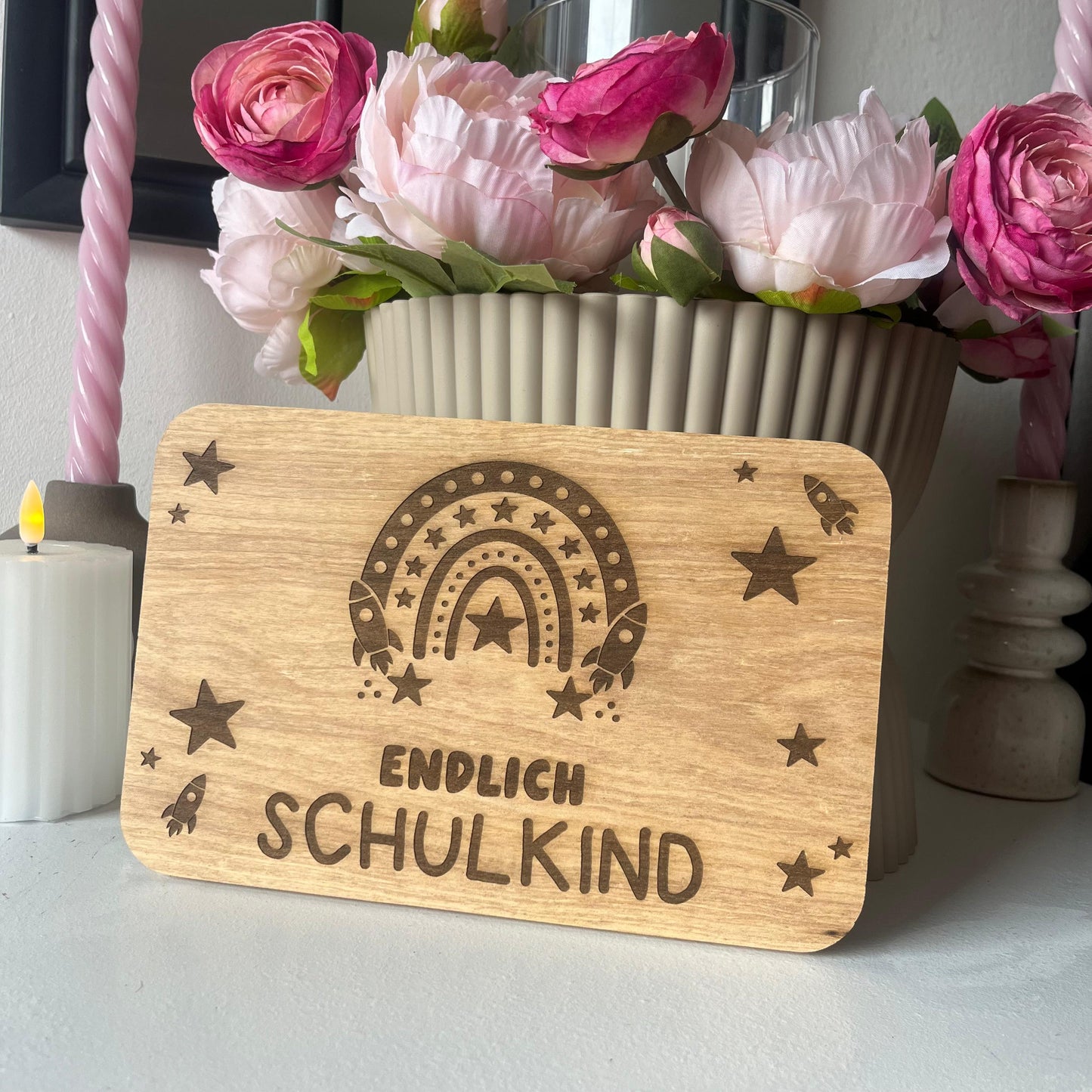 Brotzeitbrett "endlich Schulkind" Rakete