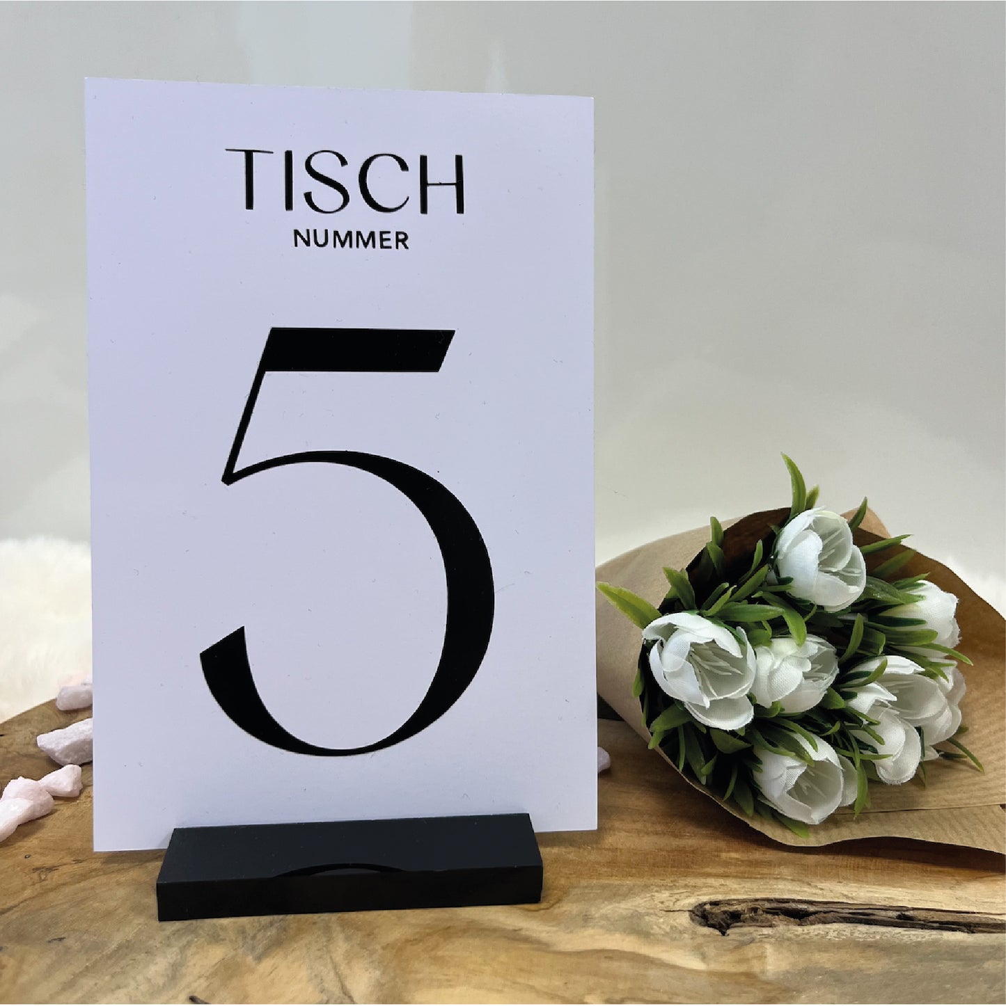 Tischnummer weiß acryl